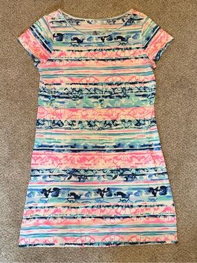 Lilly Pulitzer Pink and Blue Short-Sleeved Dress